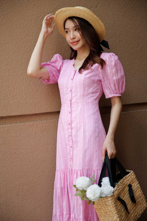 Đầm thiết kế Tím thêu dáng dài