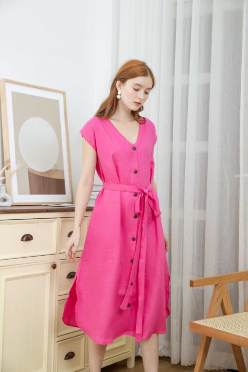 Đầm thiết kế Linen đơn sắc
